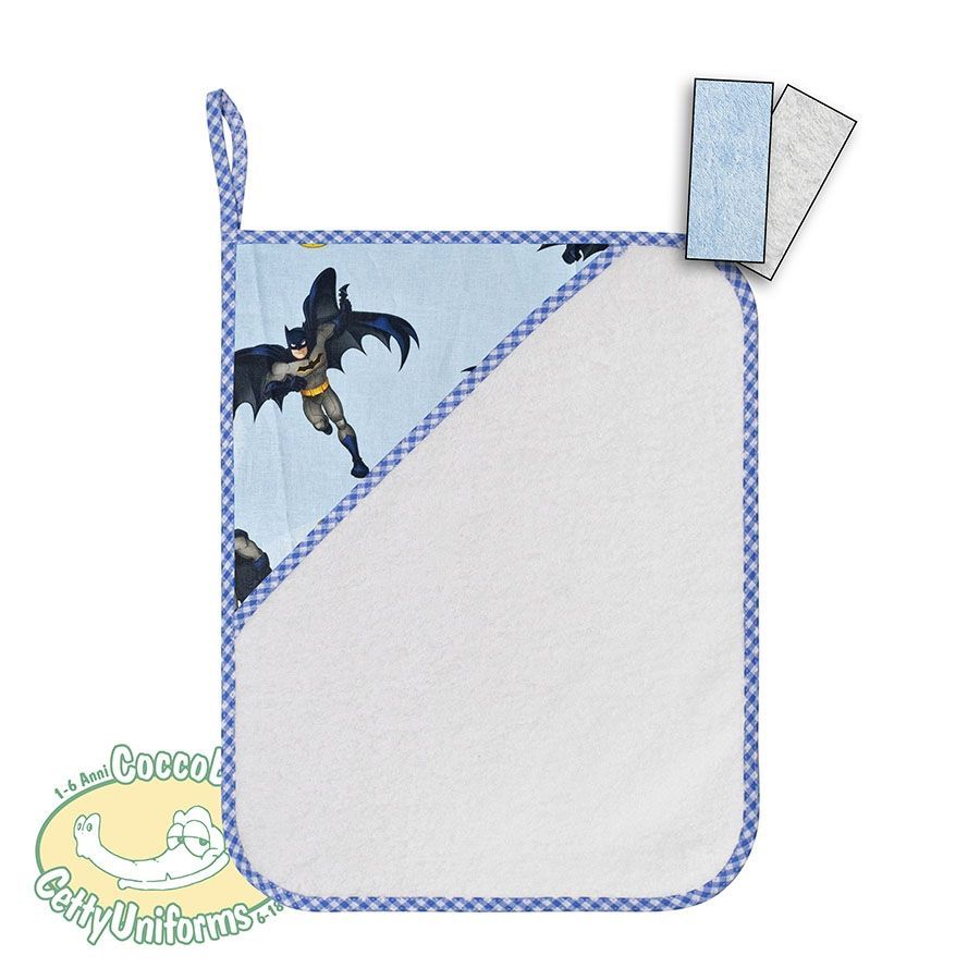 Asciugamano piccolo per Asilo e Scuola, Batman su Azzurro COCCOBABY